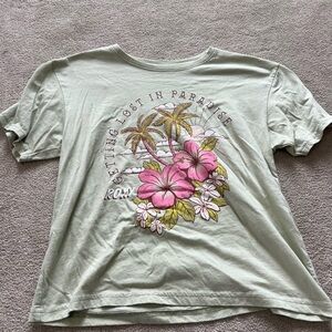 Roxy Green and Pink Butterfly Graphic Tee